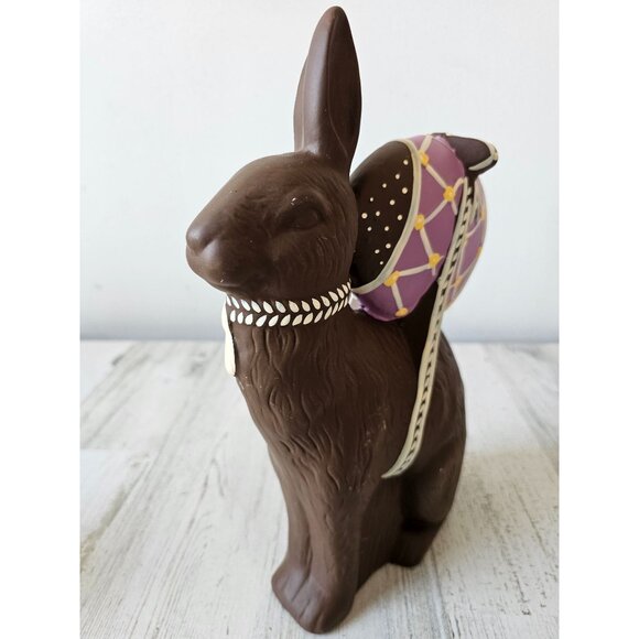 Vintage ceramic faux chocolate bunny fake egg rabbit Easter decor unique - Picture 6 of 10